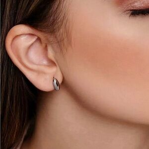 Huggie Earrings Silver Color Luxury Jewelry